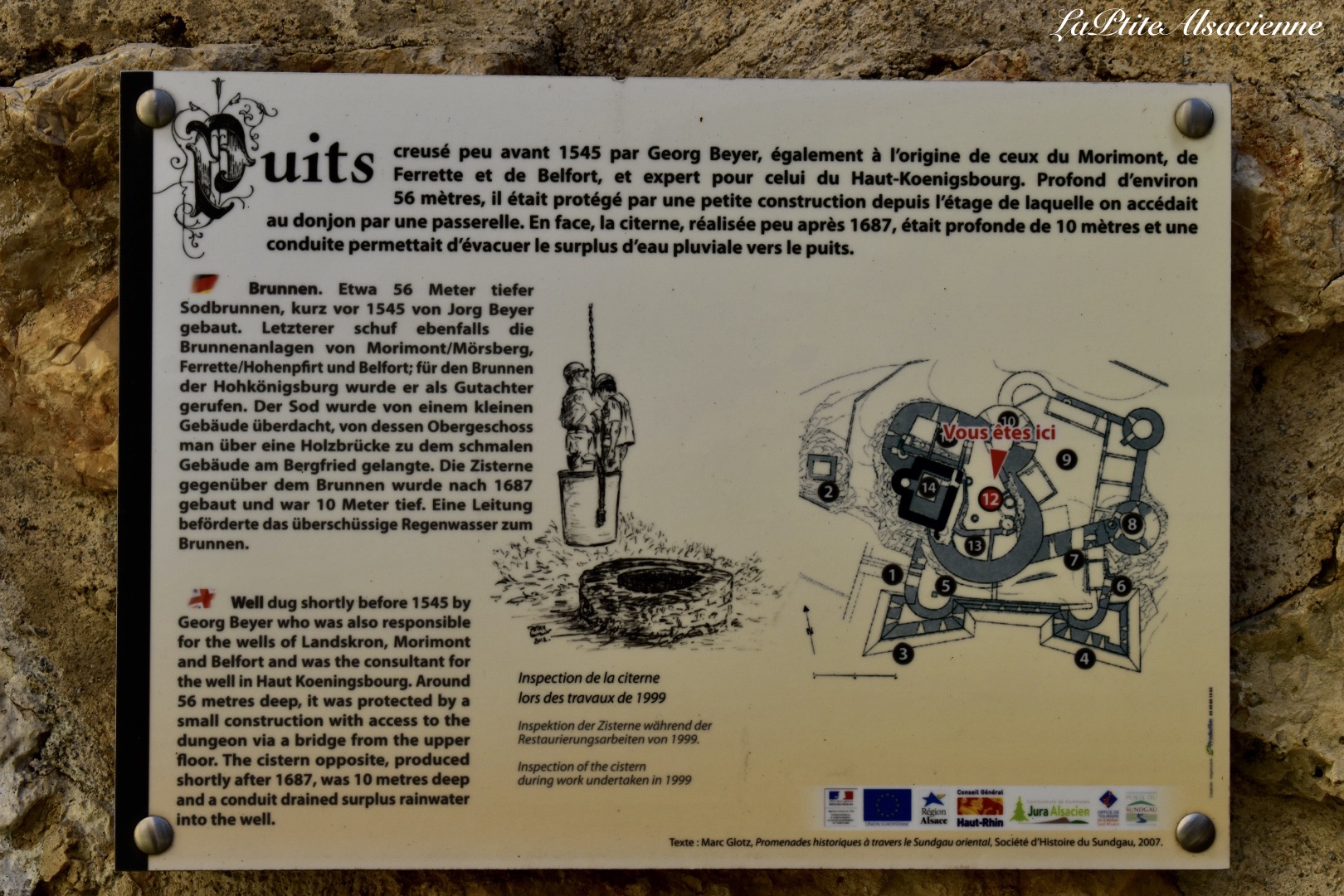 Panneau présent sur toute la visite du château de landskron à Leymen - Alsace - France