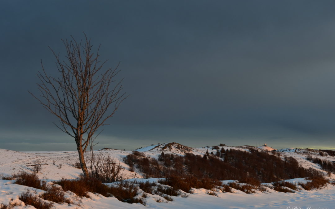 Le Markstein vue sur Le Grand Ballon avec le coucher de soleil