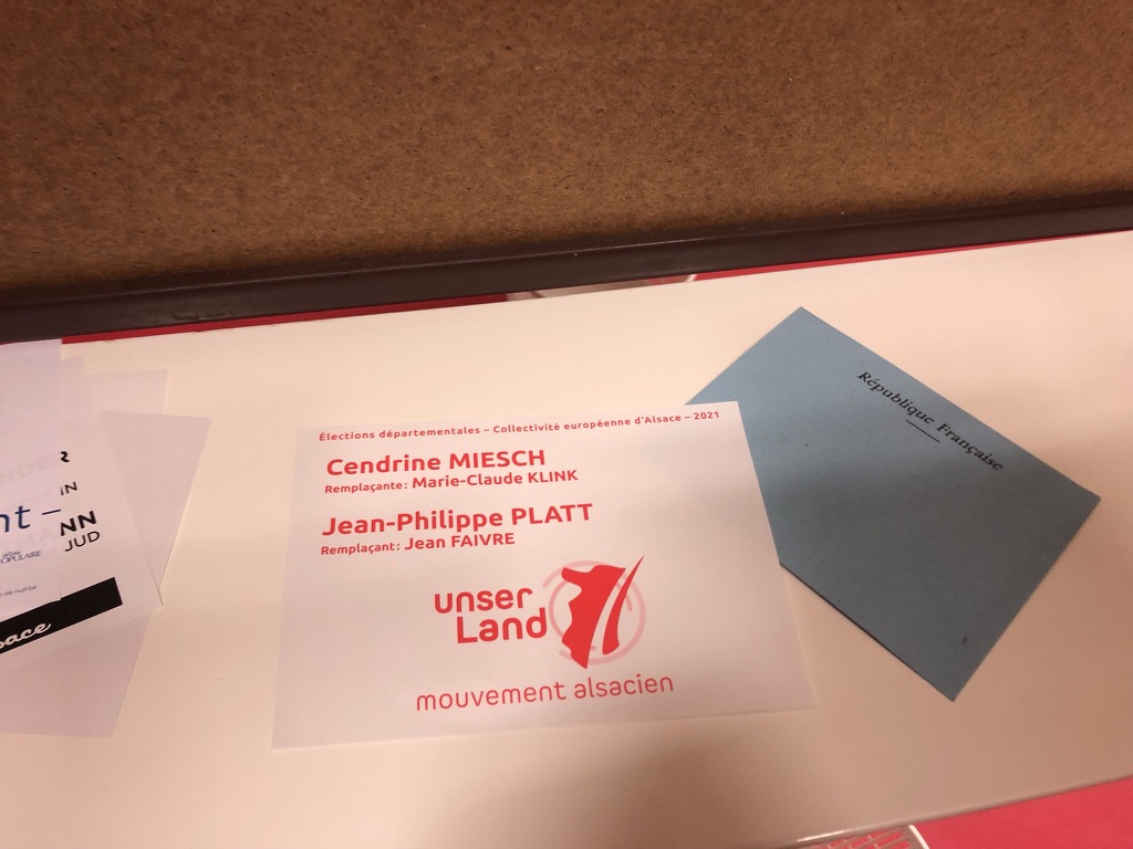 Bulletin de vote Unser Land pour Cendrine Miesch - Elections départementales 2021