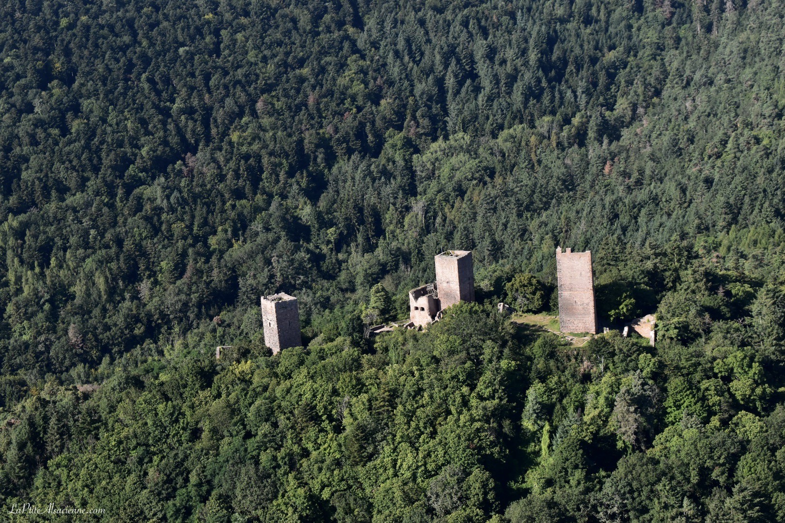 Les 3 châteaux d'Eguisheim vue du ciel en ULM - Photo by Cendrine Miesch pour l'article sur les châteaux forts en Alsace