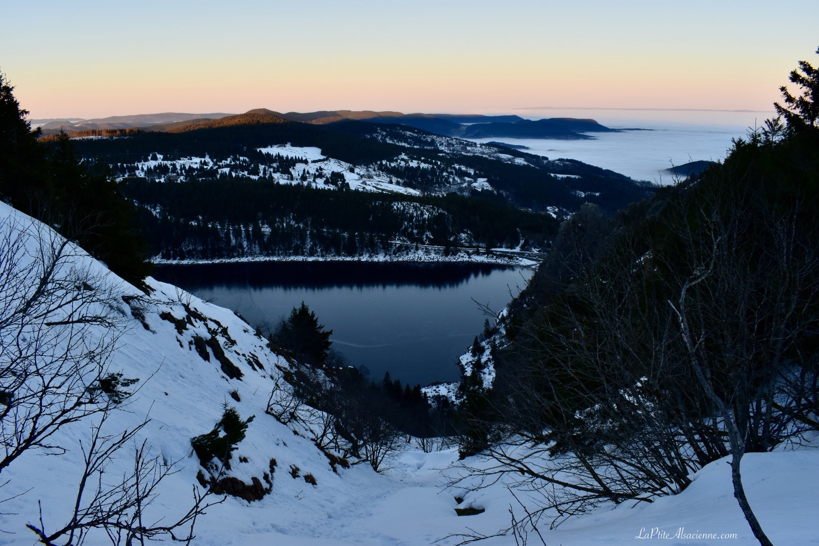 Lac Blanc tombée de la nuit et mer de nuage. Photo de Cendrine Miesch dite LaPtiteAlsacienne